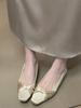 2025 New Super Soft Easy To Wear Square Head Kink Satin Single Shoes Women's Hepburn Style Ballet Thick Heel Ladyshoes