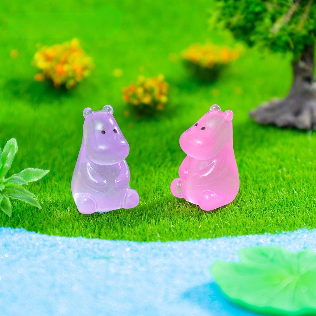 10-100 Stück Mini-Harz-Nilpferd Leuchtet im Dunkeln Leuchtendes Miniatur-Nilpferd Winzige Tierfiguren für DIY-Feengarten-Dekoration
