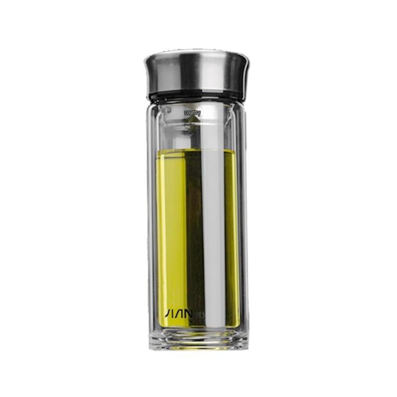 Fuguang Double Wall Glass Water Bottle with Lid