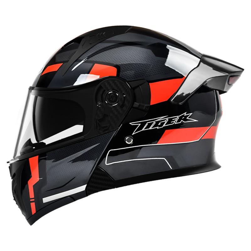 Full Face Motorcycle Helmet With LED Rear Light Men Women 3C DOT Certified Flip-Up