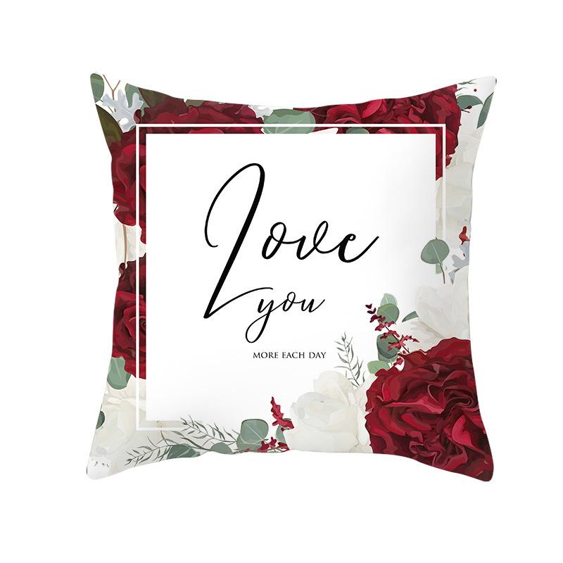 Pink Series Valentine's Day Peach Skin Pillowcase Home Sofa Cushion Cover Square Pillowcase