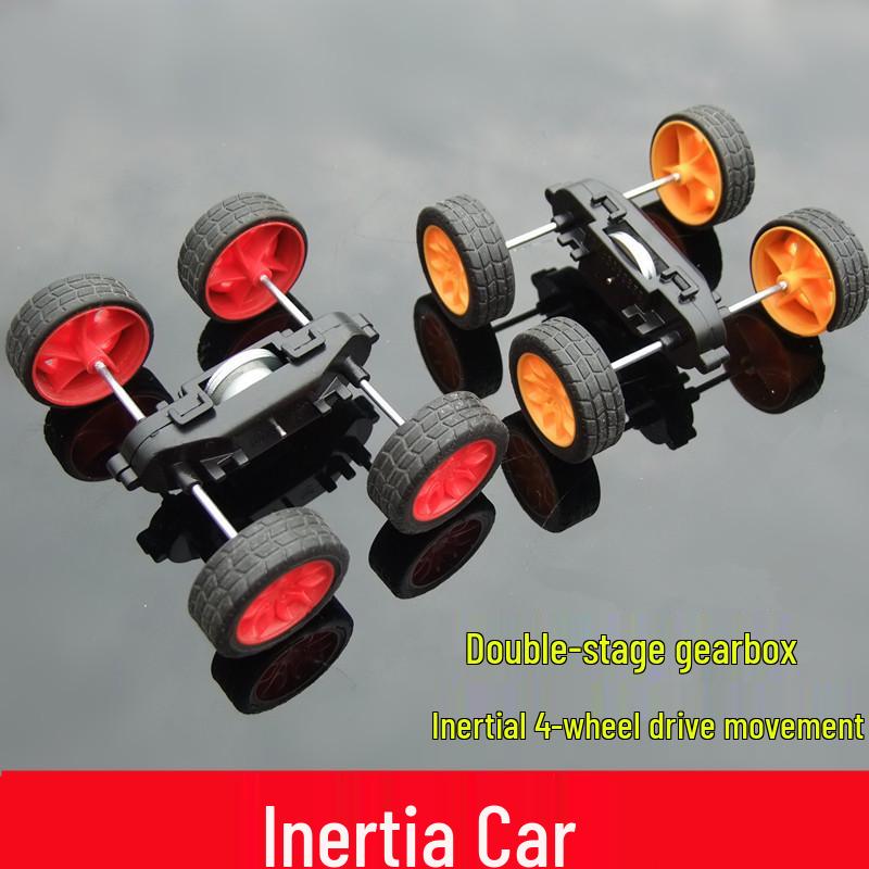 Inertia-Powered Educational 4WD Car DIY Model