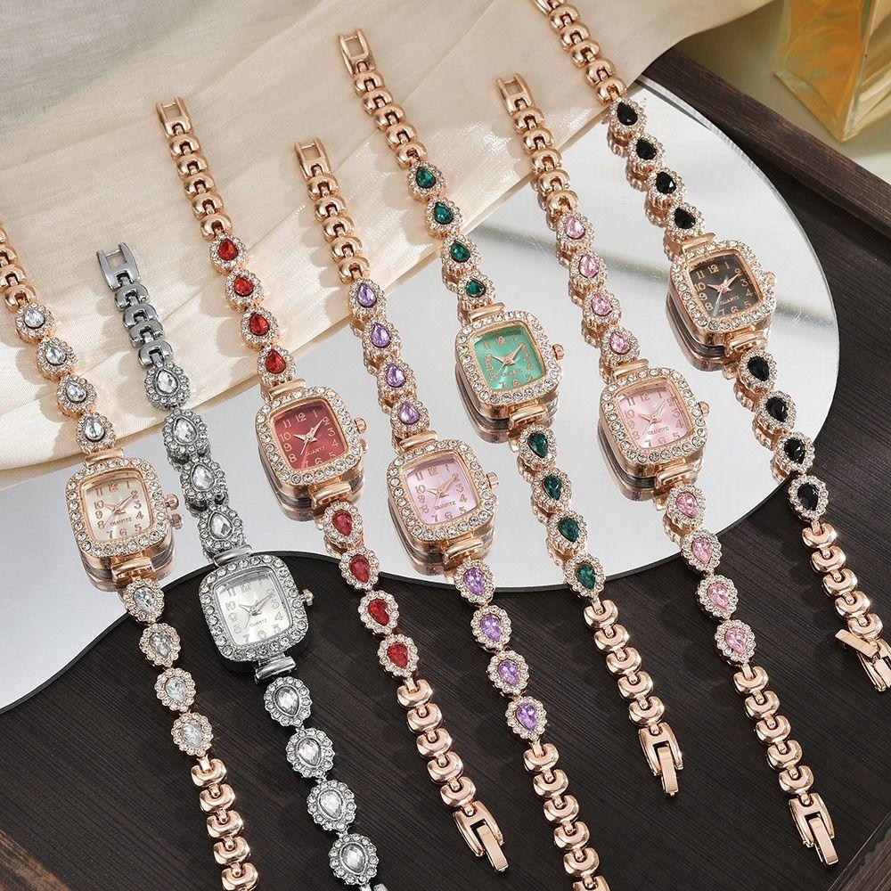 Mit verstellbarem Armband quadratische Uhr Handgelenkdekoration Damen Mädchen