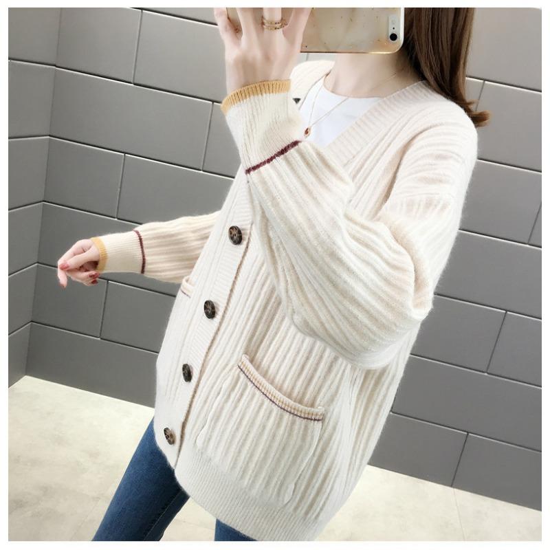 Women's Knitted Cardigan Sweater Loose Top Spring Autumn Winter Women's Fashion Korean Version