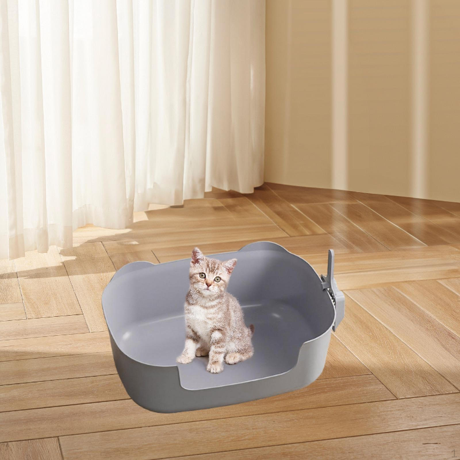 

Кошачий туалет контейнер с переносным лотком для туалета серый