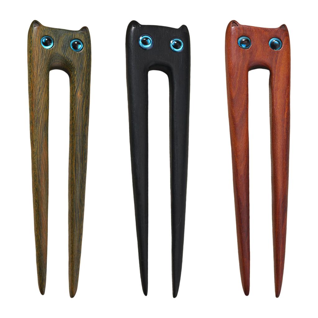 Wood Cats Hair Accessory Multifuntional Fashion Hair Jewelry Unique Cats Hairpin Wood Texture Suitable for Any Outfit