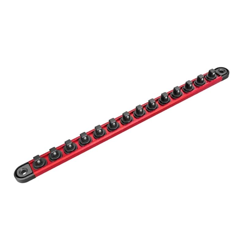 Magnetic Socket Holder Rails With Adjustable Clip For 1/4 3/8 1/2 Inch Sockets Organizer Tool Wall Storage Easy Access