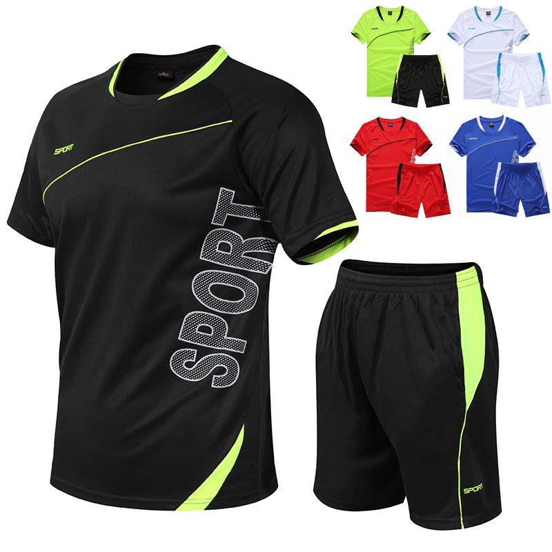 Sports Running Men Suit Quickdrying Short Sleeve Shirts Summer Gym Shorts
