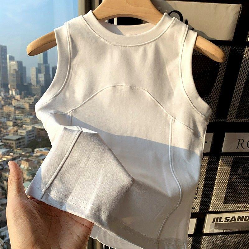 Casual Summer Cotton Vest with Stand Collar for Women Tank Top