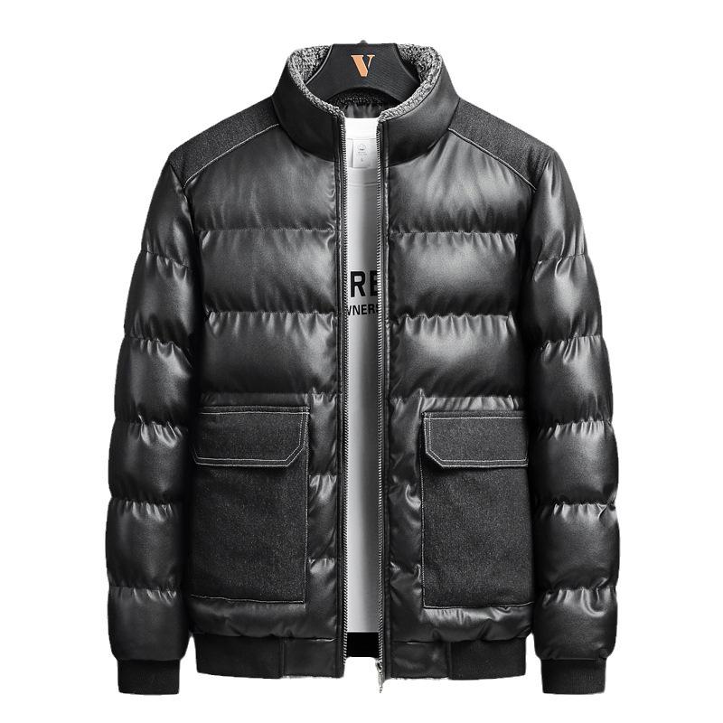 Veste tendance en cuir et coton pour homme 2023: Manteau d'hiver épaissi pour jeunes et adultes d'âge moyen