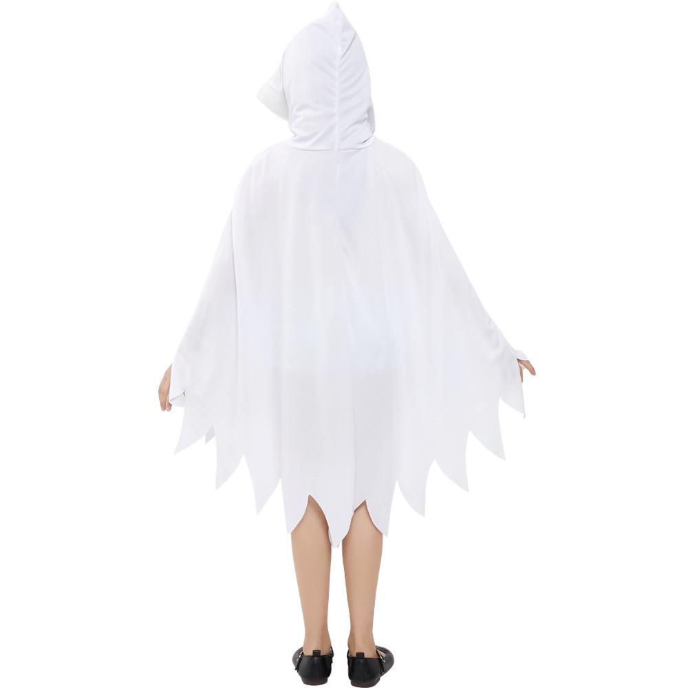 Children's White Luminous Ghost Skull Halloween Costume Cape