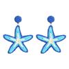 Summer Flower Earrings For Women Dopamine Vacation Style Exaggerated Starfish Earrings Hand Woven Lafite Grass Earrings For Women