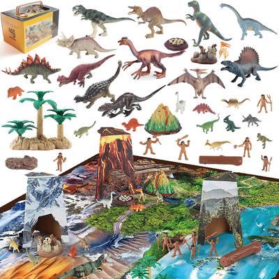 UQTOO Dinosaurier-Figuren-Set für Kinder, Enthält große Karte, Perfekt für Dinosaurier-Spiel, Jungen und Mädchen, Geburtstagsgeschenk, Weihnachtsgeschenk, Klassisches Spielzeug,