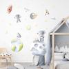 Cartoon Astronaut Planet Moon Star Wall Stickers for Kids Room Background Bedroom Decoration Living Room Home Decor Wall Decal
