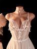 Sexy White Transparent Babydolls Exotic Dress Graceful Backless Female Night Women's Erotic Lingerie 2-piece Set Porn Nightgown