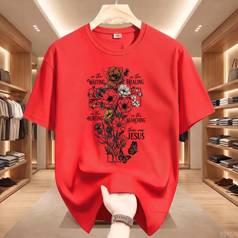 There Was Jesus T Shirt Floral Cross Tshirt Christian Faith Based Gift For Unisex Unisex Religious Printed Short Sleeve Tshirts Top