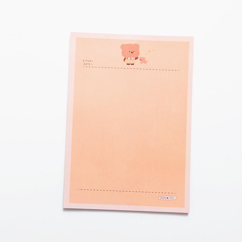 Korean Style Cute Little Bear Cartoon Plaid Sticky Notes for Journaling and Study, B5 Paper