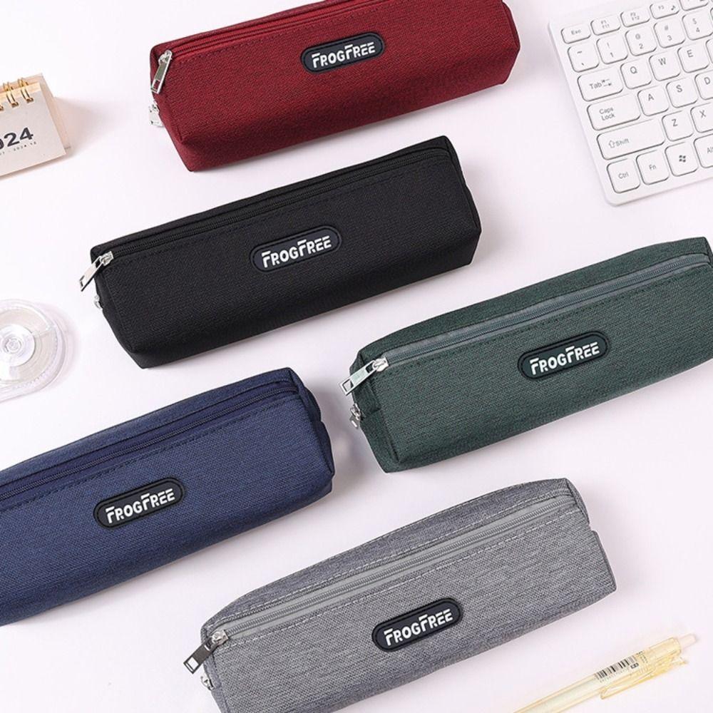 Canvas Pencil Bags Solid Color Stationery Pouch Modern Pen Storage Bag  for Student Kids