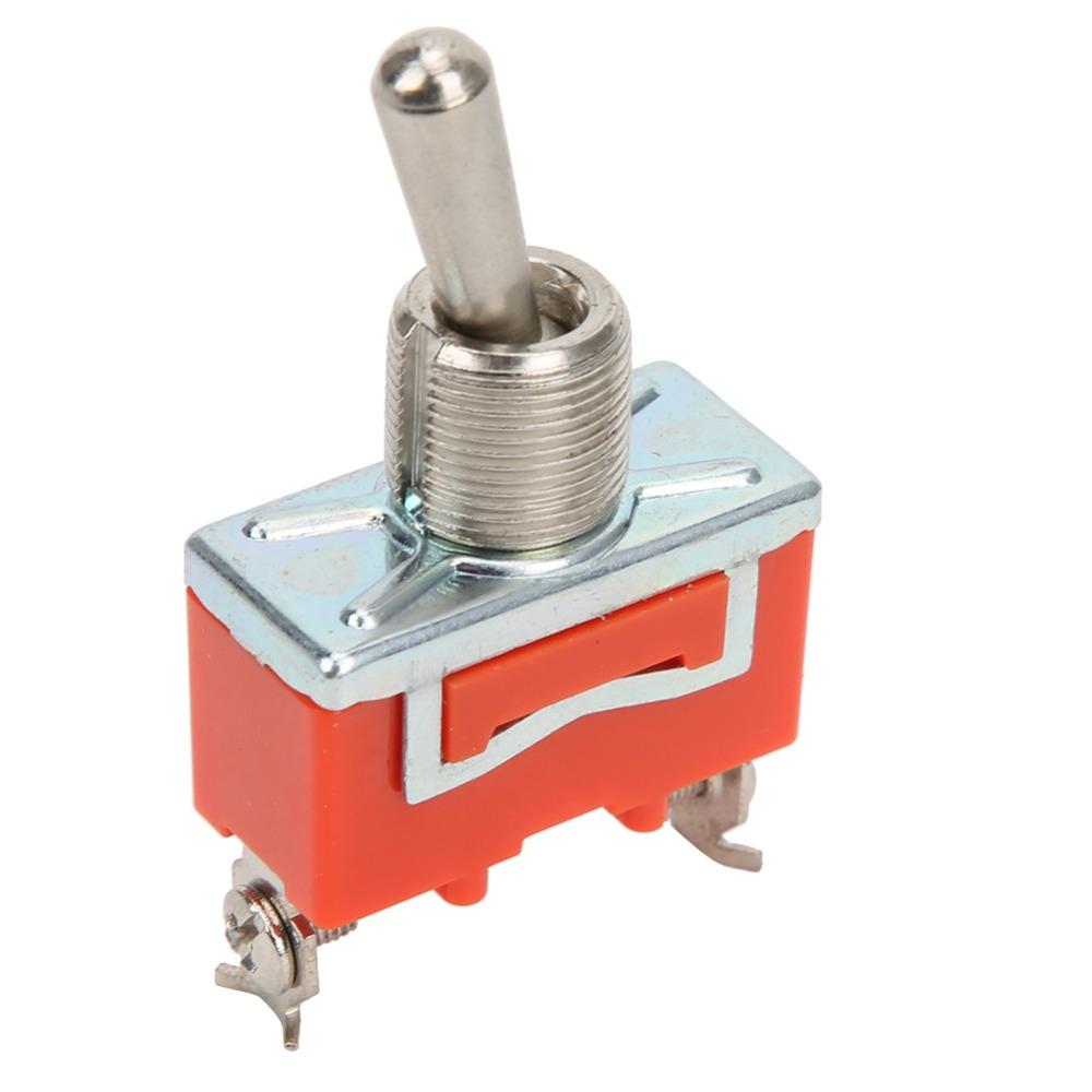 10PCS Terminal Switch E-TEN1021 Mini Toggle Switch 2 Position 2 Pin 12mm Rocker Switch Orange SPST ON-Off Toggle Automotive