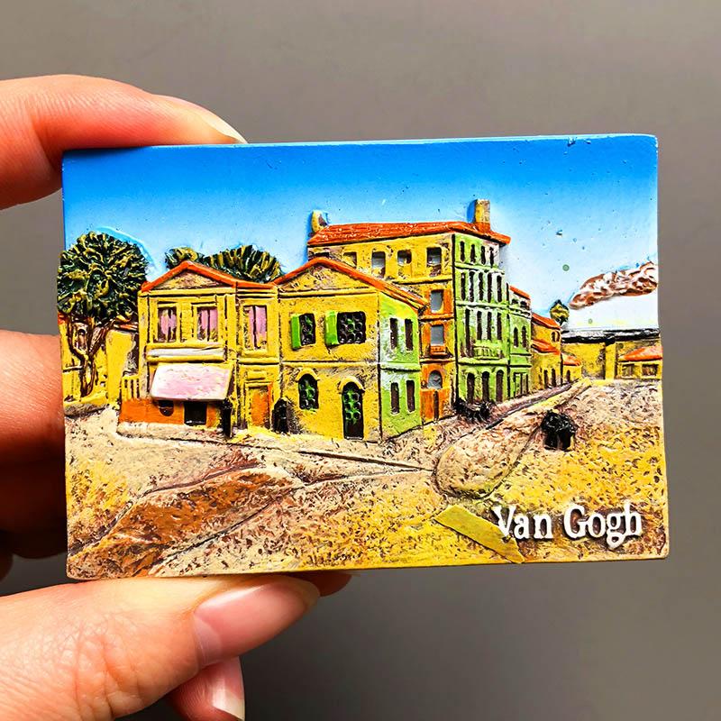 Cartoon Van Gogh Resin Refrigerator Paste Fridge Magnet Magnetic Paste Creative 3d Refrigerator Room Decoration Collection Gifts