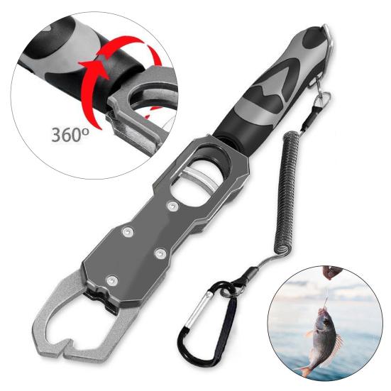 Heavy-Duty Fish Gripper with Scale Ergonomic Handle 360-Degree Rotatable Fishing Pliers Gripper Multifunctional Fish Grips Clamp