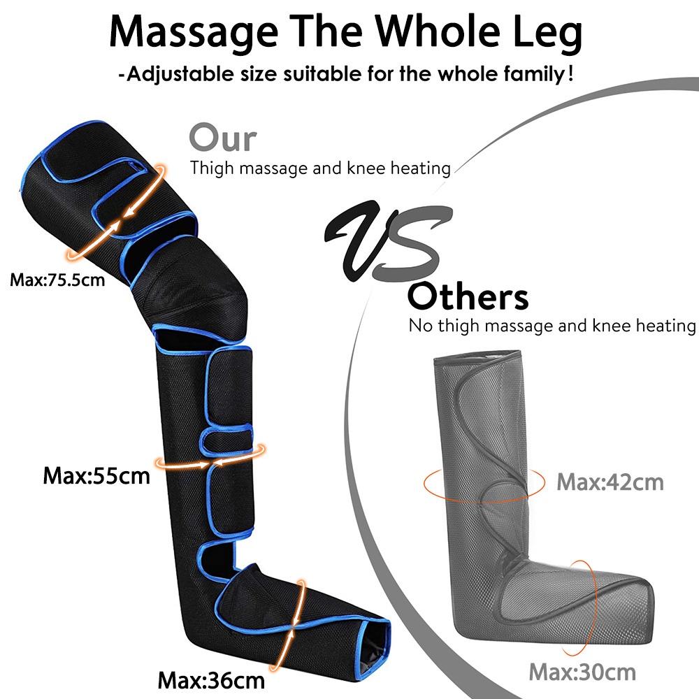 3 Intensities 3 Modes Leg Air Compression Massager Heated for Foot and Calf Thigh Circulation with Handheld Controller New
