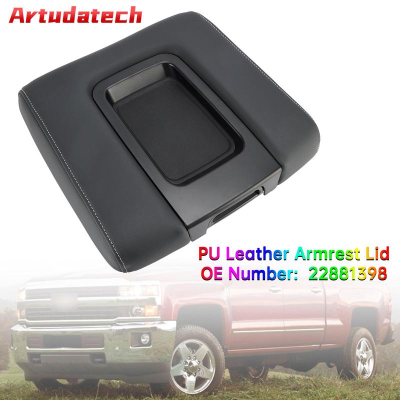 Artudatech PU Leather Armrest Lid 22881398 For Chevy Silverado 1500 2500 3500 2015-
