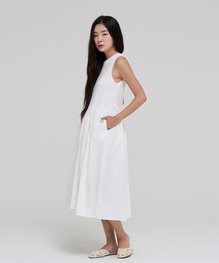 LEVHEARTED Voluminous Sleeveless Cotton Dress - Ivory
