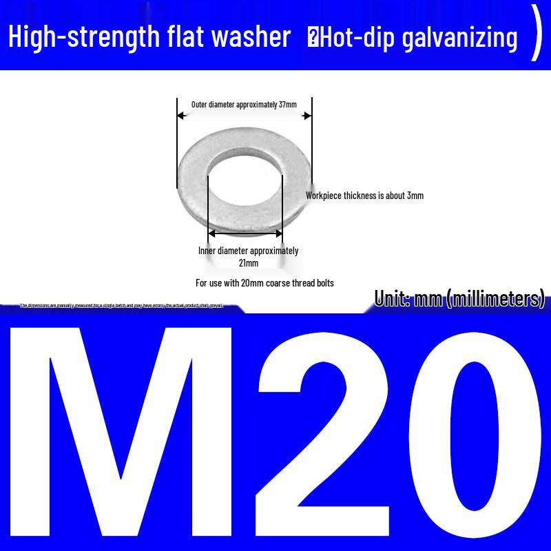 Thickened Hot-Dip Galvanized Washer & Nut Set with Spring Washers, M6-M42