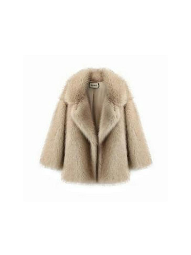 2024 European & American Women's Solid Color Faux Fur Loose Streetwear Coat