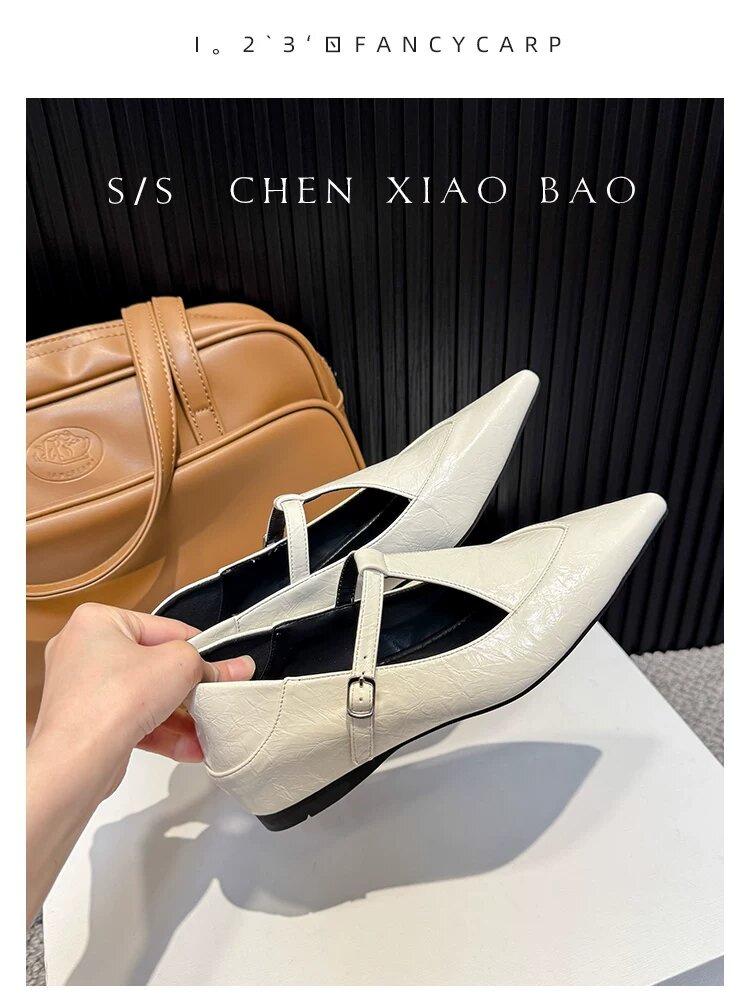 French temperament pointed single shoes women's 2025 new shoes autumn women's low heels with skirts Mary Jane loafers