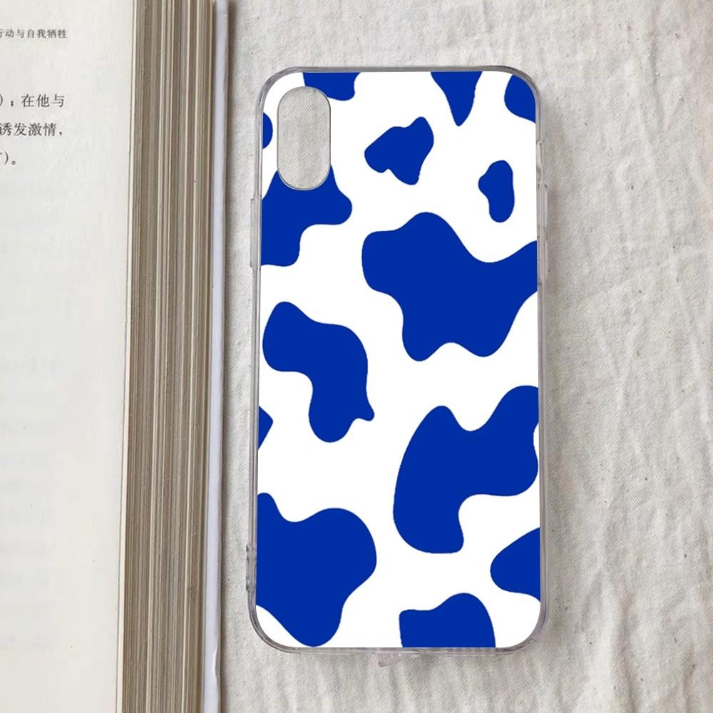 Cow Pattern Phone Case For iPhone 15 13 14 Pro Max XS XR 12 11 Pro 13 Mini 6 7 8 Plus Clear Back Cover Capa