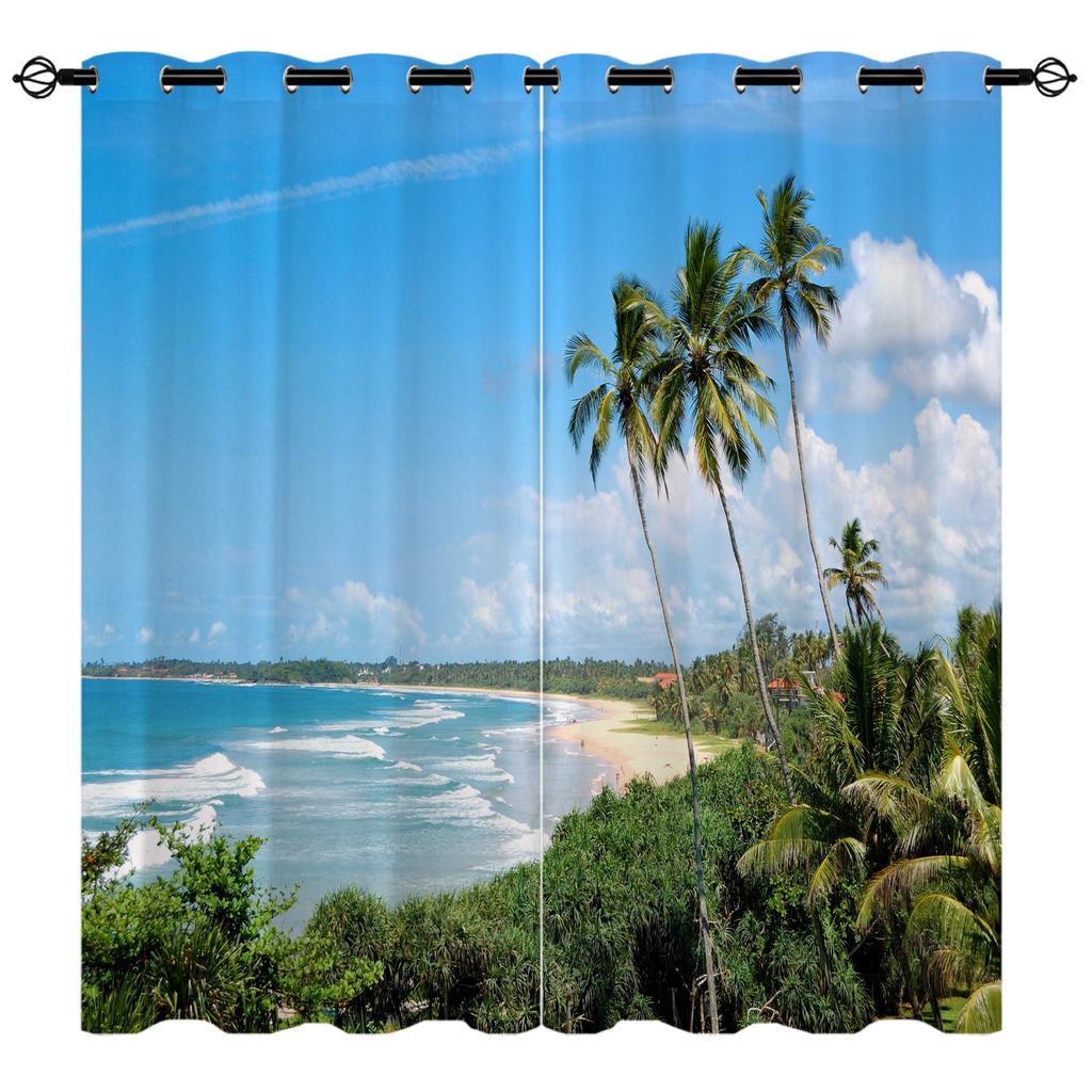 Beach Seaview Series 8 Digital Printing High Density Blackout Curtains