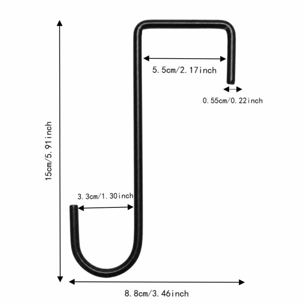 6pcs Solid Iron Fence Hooks Black 6 Inch Length Patio Hooks No Screw Needed Durable Metal Hangers Backyard