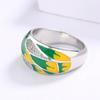 Elegant Green Forest Enamel Zircon Ring - European Pastoral Style Wedding Jewelry