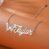 18K Gold Plated Stainless Steel Name Necklace with Butterfly Pendant
