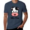 Silly Moo Cow Cartoon Tshirt Basic Casual Short Sleeve Cotton Shirt