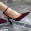 Purple French Pointed Stiletto Heels Women Sexy One Strap Open Back Sandals