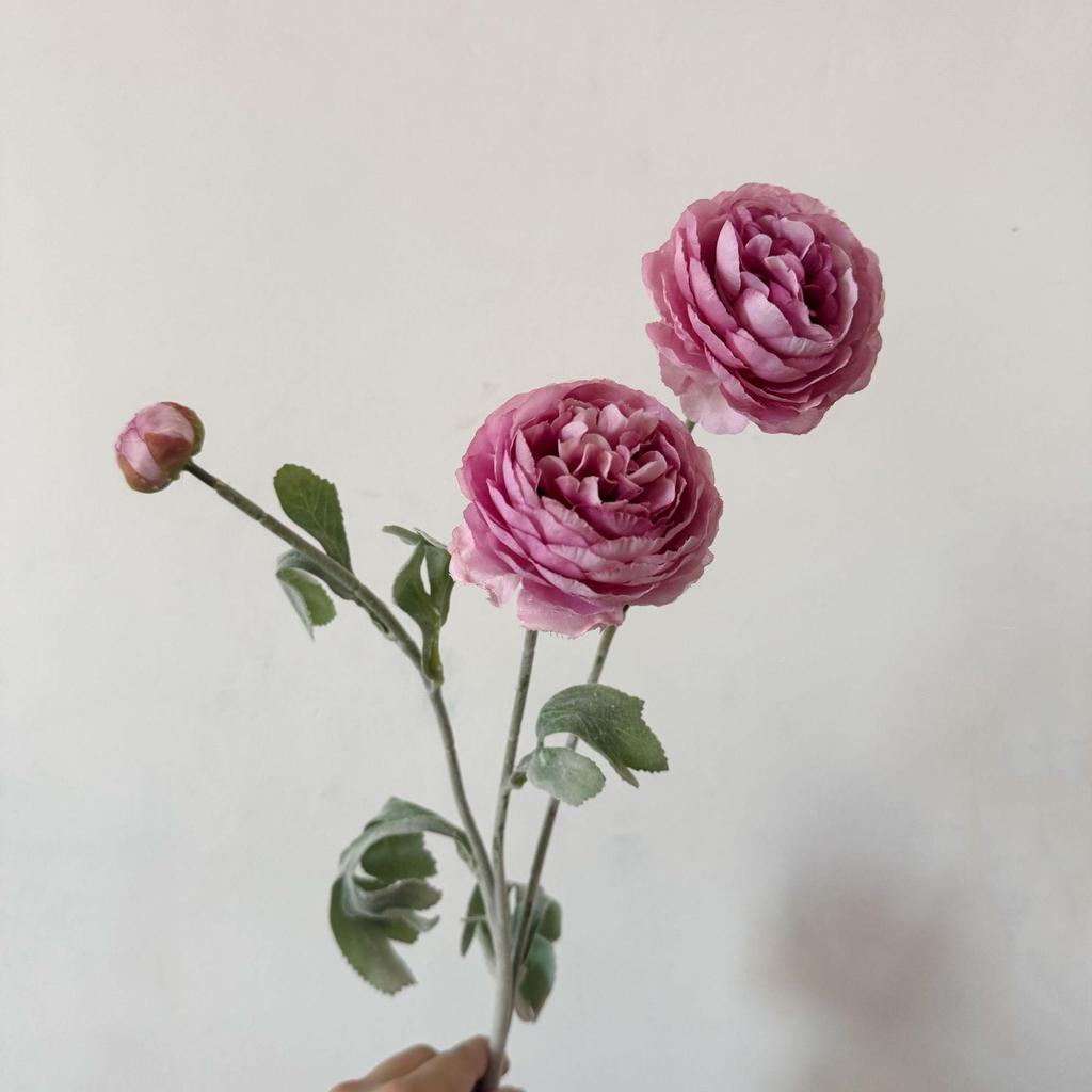 3-Head Flocked Lotus & Peony Faux Flower for Home Décor - Trendy Window Decoration Style Inspired by TikTok and Xiaohongshu