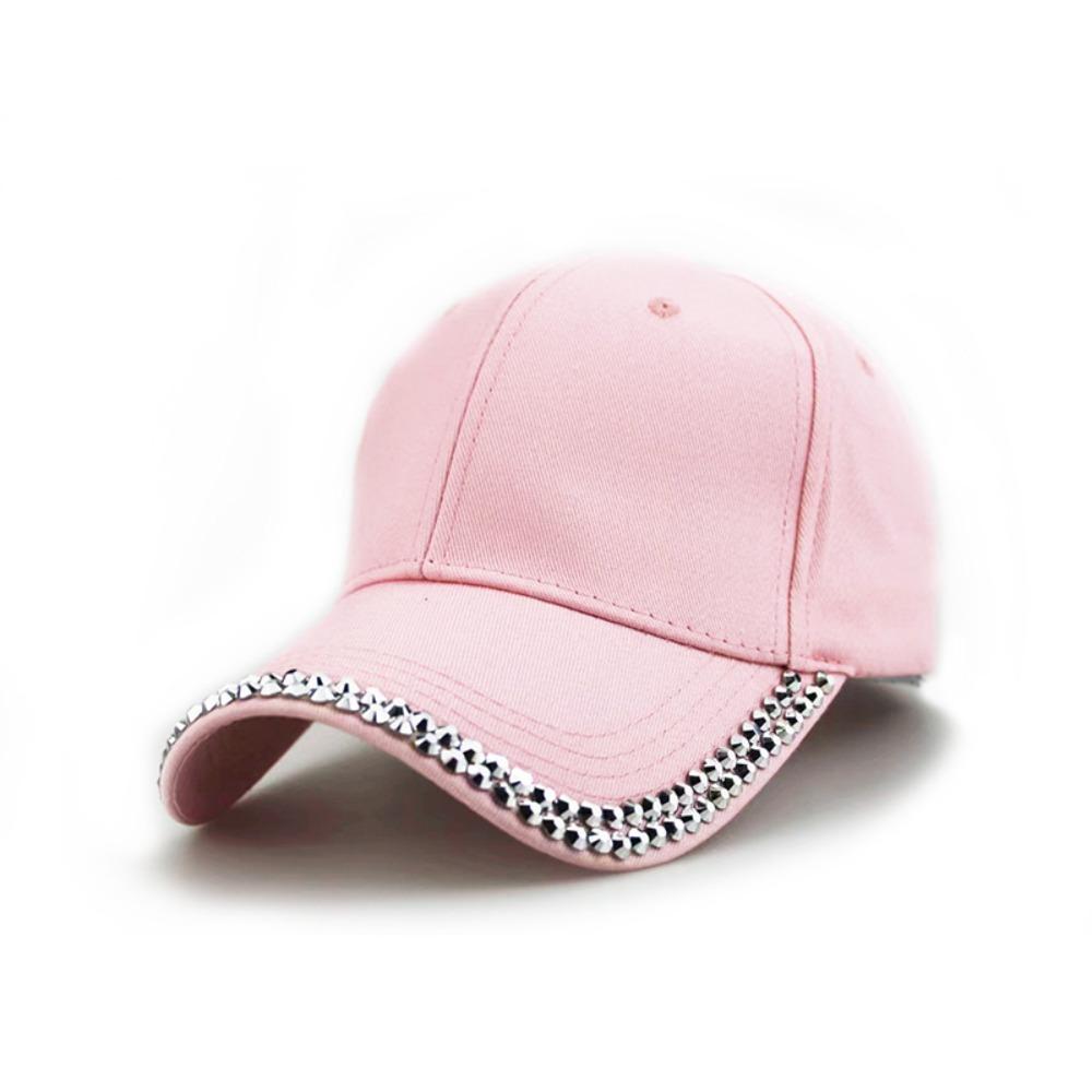 Bling Crystal Edge Diamond Brim Cap Elegant Streetwear Cap  Couple Accessories розовый