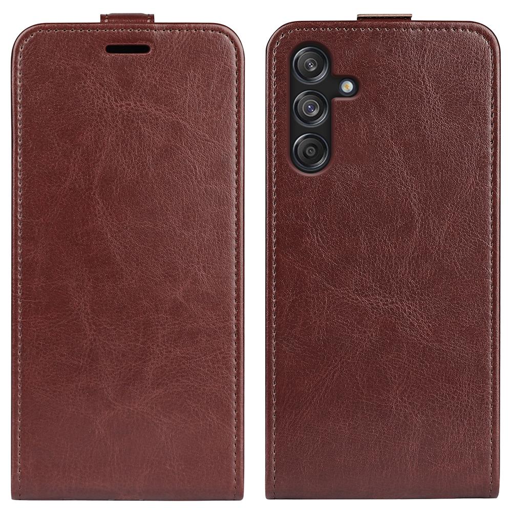 

For Samsung Galaxy M55 5G/C55 5G/F55 5G Case Vertical Flip Card Slots Leather Phone Cover Brown