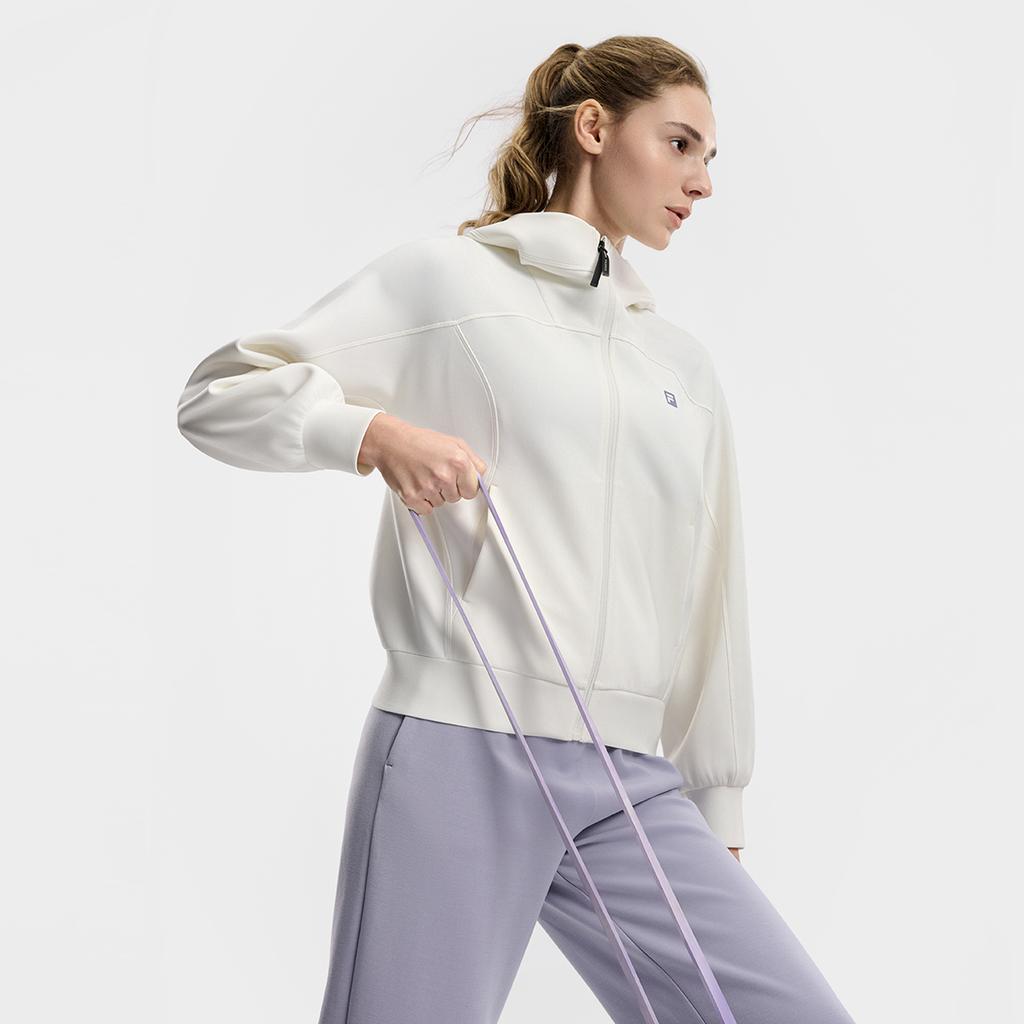 Fila Fitness Minimalist Classic Sports Training Casual Comfortable Versatile Hooded Jacket Women Jackets Cotton-Candy-White A11W611502FIV