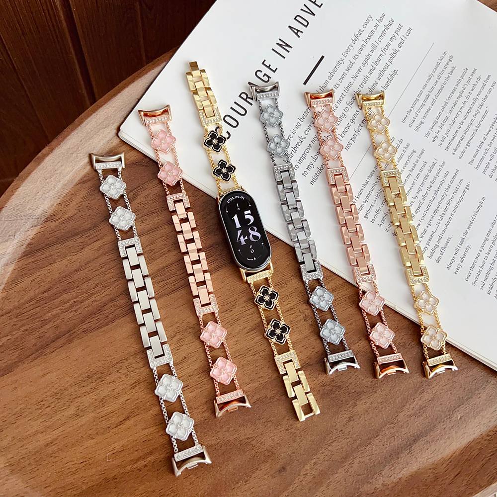 New Four Leaf Flower Metal For Xiaomi Band 9/8/NFC Xiaomi 10 8 9 Strap