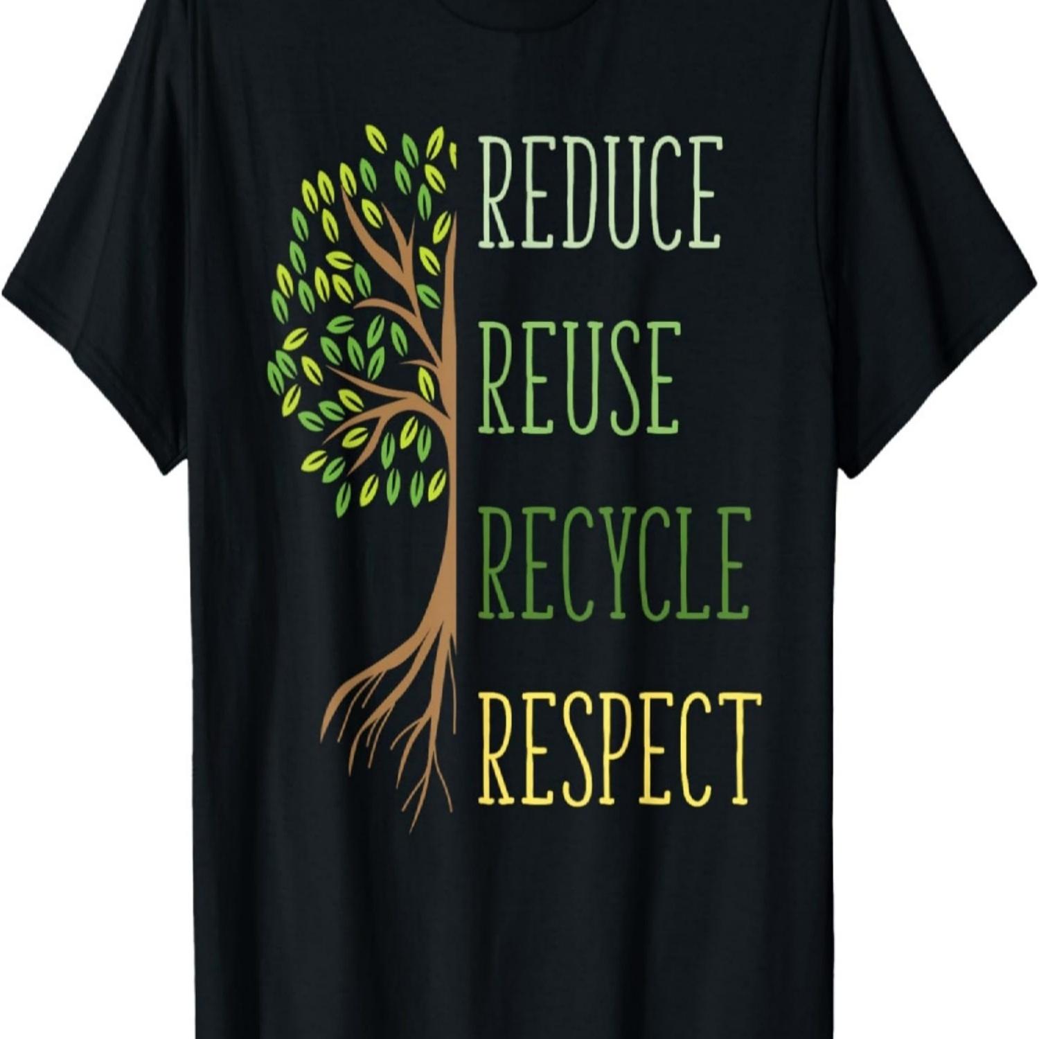 Earth Day Shirt Reduce Reuse Recycle Environmental Ecology T-Shirt S чёрный