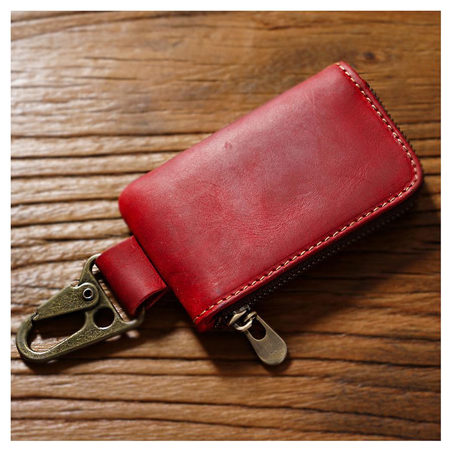 Genuine Leather Key Storage Bag Bluetooth Earphone Keychain  Automotive Smart Key Protective Case Housekeeper Zipper Keys Coin Purse