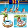 120cm Inflatable Swimming Ring with Palm Tree, Coconut Design, Blue/Brown