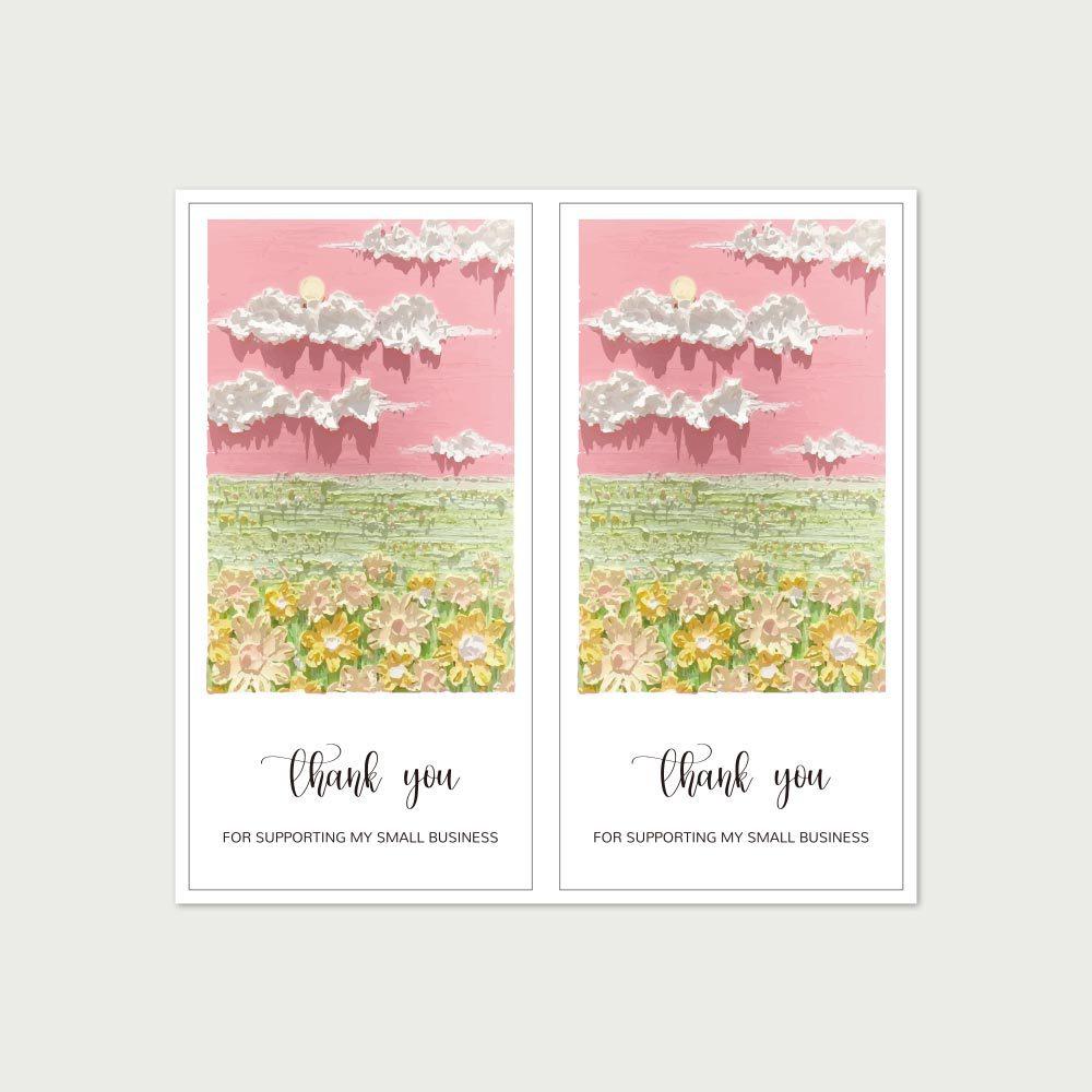 

50pcs Oil Painting Thank You Stickers 5x10cm Vintage Flower Sticker for Small Business Gift Decorative Seals Scrapbooking Label
