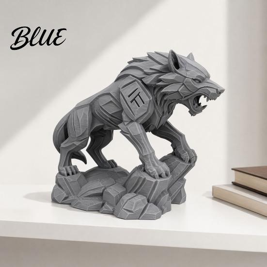 Office Desk Decoration Collectible Desktop Wolf Mechanical Statue 3D Printed Style Figurine Ornament Sculpture Tabletop for Shelf Animal