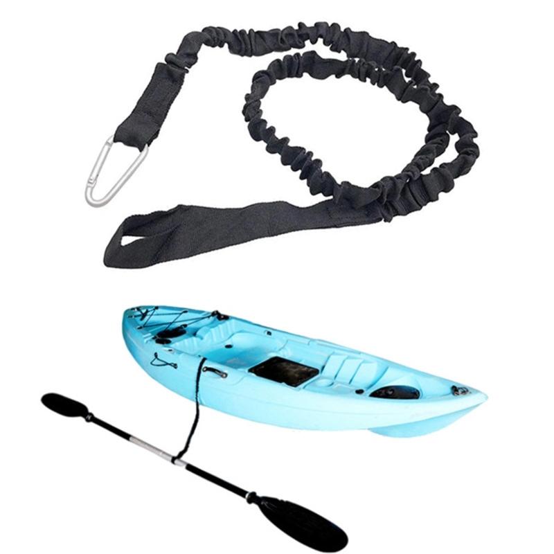 Stretchable Kayak Paddle Leash Tethers with D-Shape Carabiner Leash Strap Kayaking Board Paddle Surfboard Fishing Rod