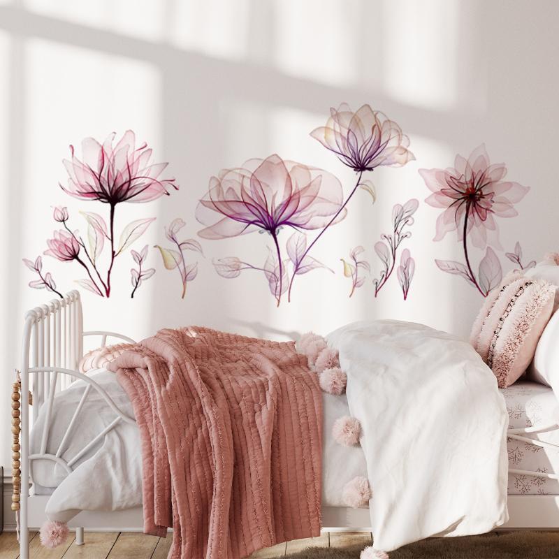 Rosa Blumen Wandaufkleber Für Wohnzimmer Schlafzimmer Hintergrundwand Dekoration Kinderzimmer Haus Dekorative Aufkleber Wandtattoos Wandbild